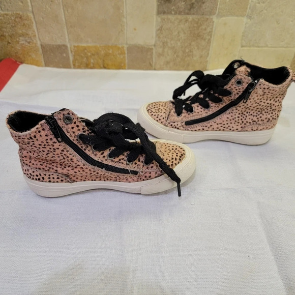 Zara girls calf hair high top pink spotted sneakers. - Picture 6 of 11